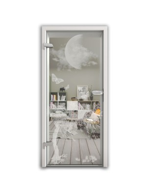 Ganzglastür Night Gelasert Auf Klarglas