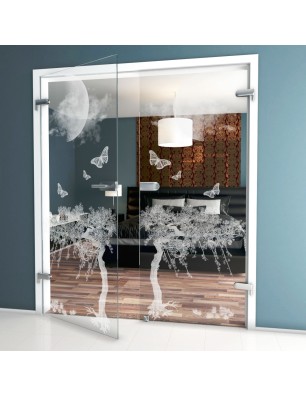 Ganzglastür Night Gelasert Auf Klarglas