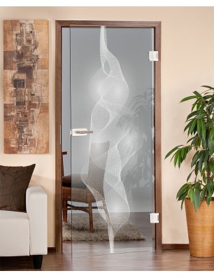 Ganzglastür Abstrakt 4 Gelasert Auf Klarglas