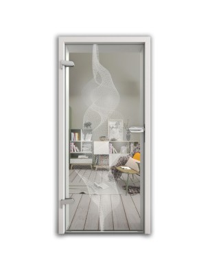 Ganzglastür Abstrakt 4 Gelasert Auf Klarglas