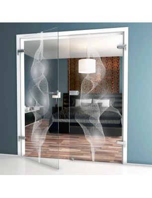 Ganzglastür Abstrakt 4 Gelasert Auf Klarglas