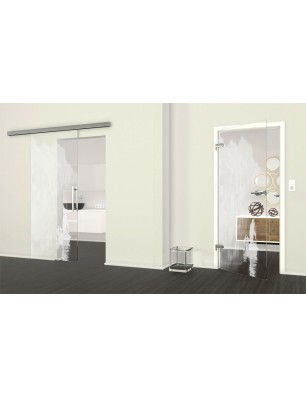 Ganzglastür Gondel Gelasert Auf Klarglas