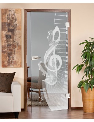 Ganzglastür Piano Gelasert Auf Klarglas