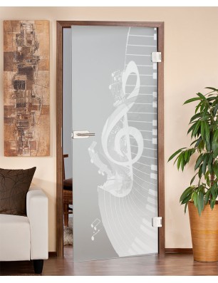 Ganzglastür Piano Gelasert Auf Klarglas