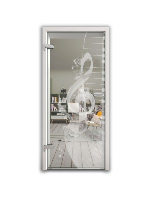 Ganzglastür Piano Gelasert Auf Klarglas