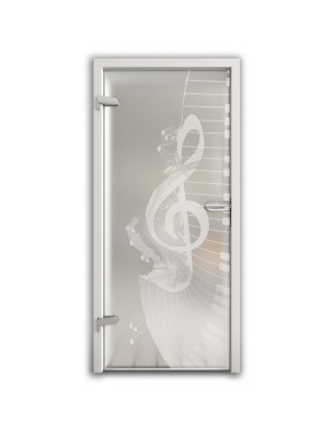 Ganzglastür Piano Gelasert Auf Klarglas