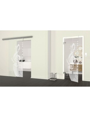 Ganzglastür Piano Gelasert Auf Klarglas