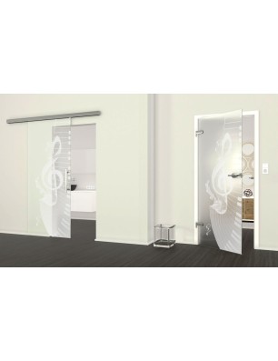 Ganzglastür Piano Gelasert Auf Klarglas