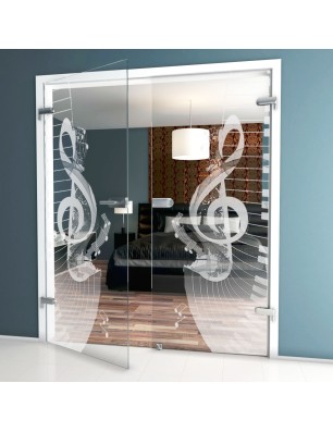 Ganzglastür Piano Gelasert Auf Klarglas