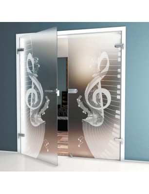 Ganzglastür Piano Gelasert Auf Klarglas