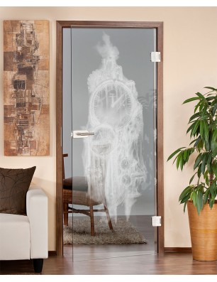 Ganzglastür Uhr Gelasert Auf Klarglas