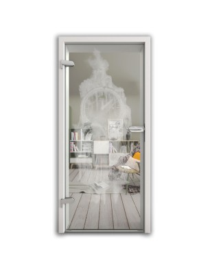 Ganzglastür Uhr Gelasert Auf Klarglas