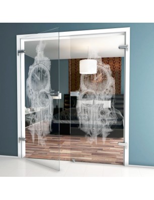 Ganzglastür Uhr Gelasert Auf Klarglas