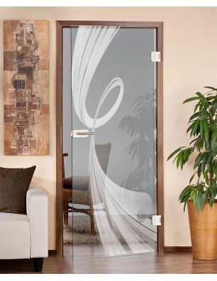 Ganzglastür Abstrakt 5 Gelasert Auf Klarglas