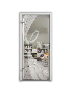 Ganzglastür Abstrakt 5 Gelasert Auf Klarglas