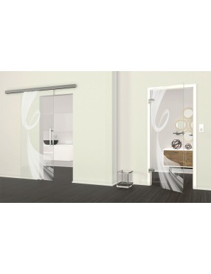 Ganzglastür Abstrakt 5 Gelasert Auf Klarglas