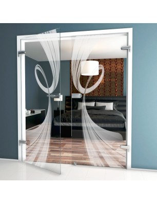 Ganzglastür Abstrakt 5 Gelasert Auf Klarglas