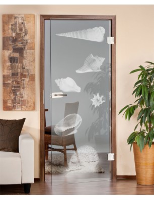 Ganzglastür Muscheln III Gelasert Auf Klarglas