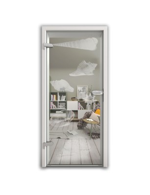 Ganzglastür Muscheln III Gelasert Auf Klarglas