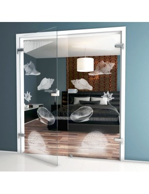 Ganzglastür Muscheln III Gelasert Auf Klarglas