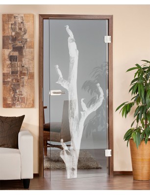 Ganzglastür Vögel Gelasert Auf Klarglas