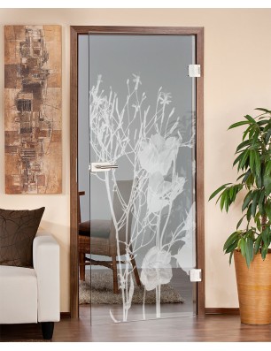 Ganzglastür Blume 7 Gelasert Auf Klarglas