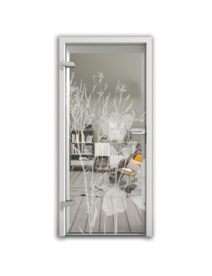 Ganzglastür Blume 7 Gelasert Auf Klarglas