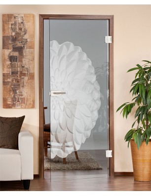 Ganzglastür Blume 8 Gelasert Auf Klarglas