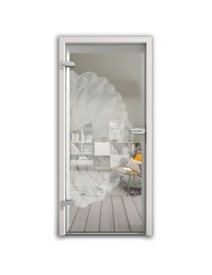 Ganzglastür Blume 8 Gelasert Auf Klarglas