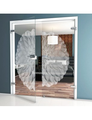 Ganzglastür Blume 8 Gelasert Auf Klarglas