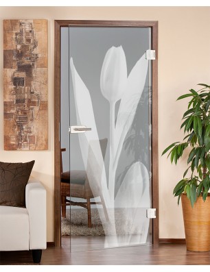 Ganzglastür Tulpe Gelasert Auf Klarglas