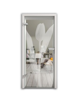 Ganzglastür Tulpe Gelasert Auf Klarglas