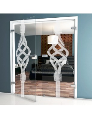 Ganzglastür Geländer Gelasert Auf Klarglas