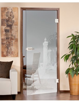 Ganzglastür Leuchtturm 3 Gelasert Auf Klarglas