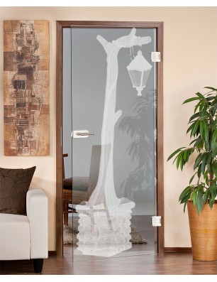 Ganzglastür Baum 2 Gelasert Auf Klarglas