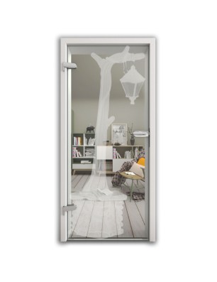 Ganzglastür Baum 2 Gelasert Auf Klarglas