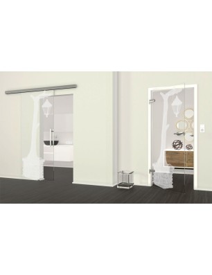 Ganzglastür Baum 2 Gelasert Auf Klarglas