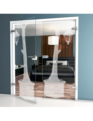 Ganzglastür Baum 2 Gelasert Auf Klarglas