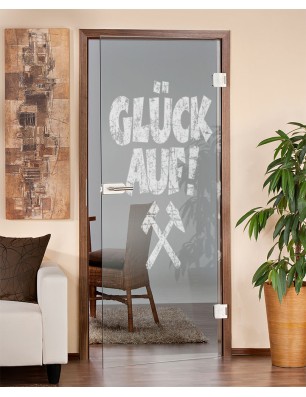 Ganzglastür Glück Auf Gelasert Auf Klarglas