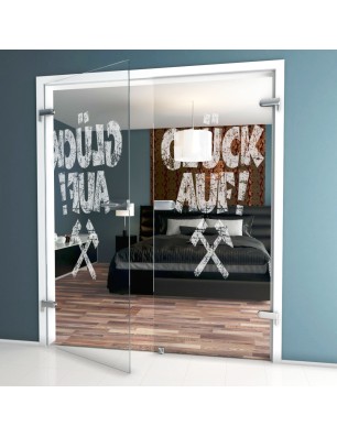 Ganzglastür Glück Auf Gelasert Auf Klarglas