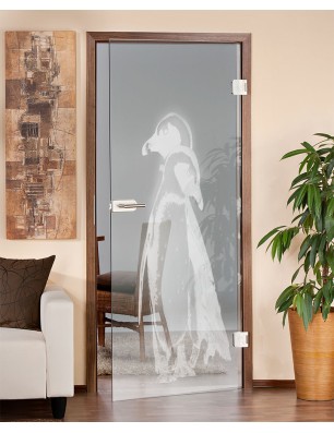 Ganzglastür Pinguine Gelasert Auf Klarglas