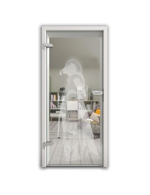 Ganzglastür Pinguine Gelasert Auf Klarglas