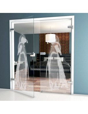 Ganzglastür Pinguine Gelasert Auf Klarglas