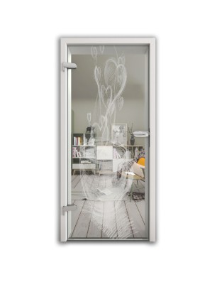 Ganzglastür Kaffee Gelasert Auf Klarglas