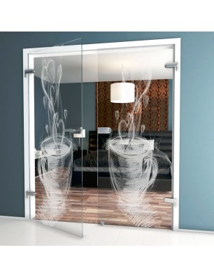 Ganzglastür Kaffee Gelasert Auf Klarglas