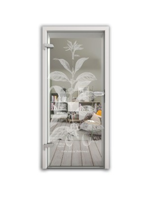 Ganzglastür Kaffeepflanze Gelasert Auf Klarglas