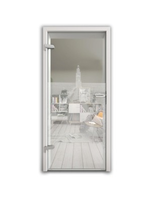 Ganzglastür Wellenbrecher Gelasert Auf Klarglas