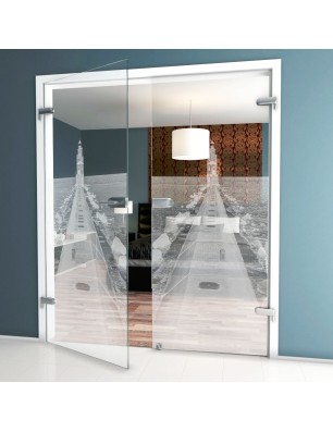 Ganzglastür Wellenbrecher Gelasert Auf Klarglas