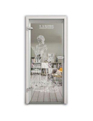 Ganzglastür Ladies Gelasert Auf Klarglas