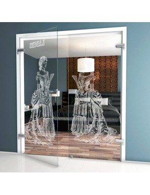 Ganzglastür Ladies Gelasert Auf Klarglas